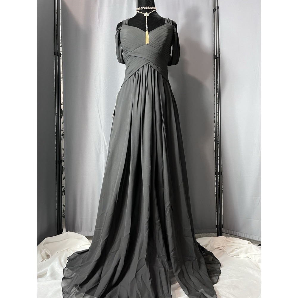 Black Chiffon Bridesmaid Gown Sz S 4 New Corset Prom Elegant Classic Cocktail #4